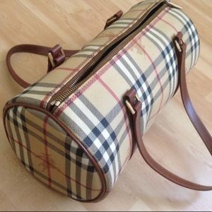 Authentic Burberry London Canvas Barrel Handbag